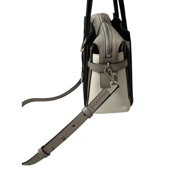 Michael Kors Mercer Medium Zip Belted Satchel Black Gray Leather Shoulder Bag - Picture 10 of 15